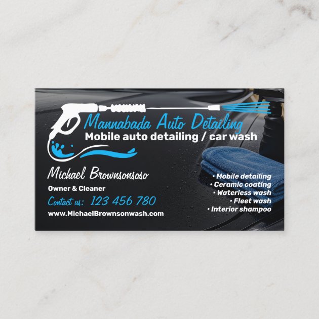 Mobile Auto Detailing Car Wash Service Business Card