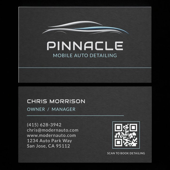 Mobile Auto Detailing QR Code Professional Business Card