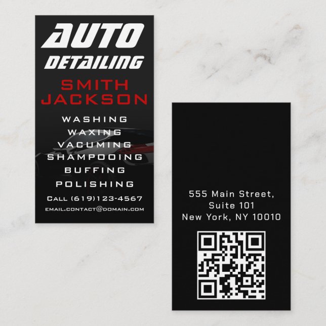 Mobile Auto Detailing Service Business Card (Front/Back)