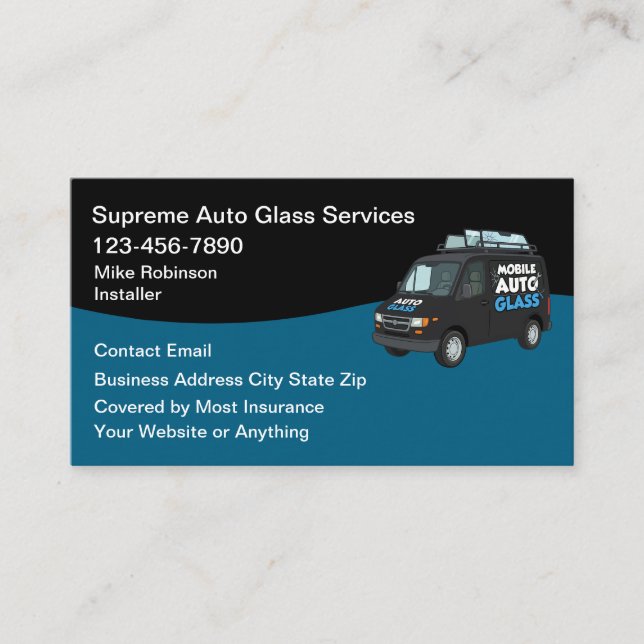 Mobile Auto Glass Repair Services  Business Card (Front)