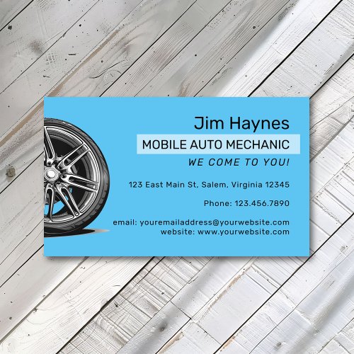 Mobile Auto Mechanic Automobile Wheel Business Card