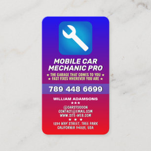 MOBILE AUTO MECHANIC & CAR REPAIR CERTIFIED PRO BUSINESS CARD