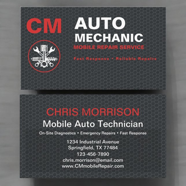 Mobile Auto Mechanic Car Repair Services Business Card (Creator Uploaded)