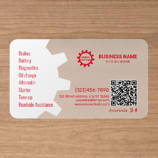Mobile Auto Mechanic Clear Business Cards