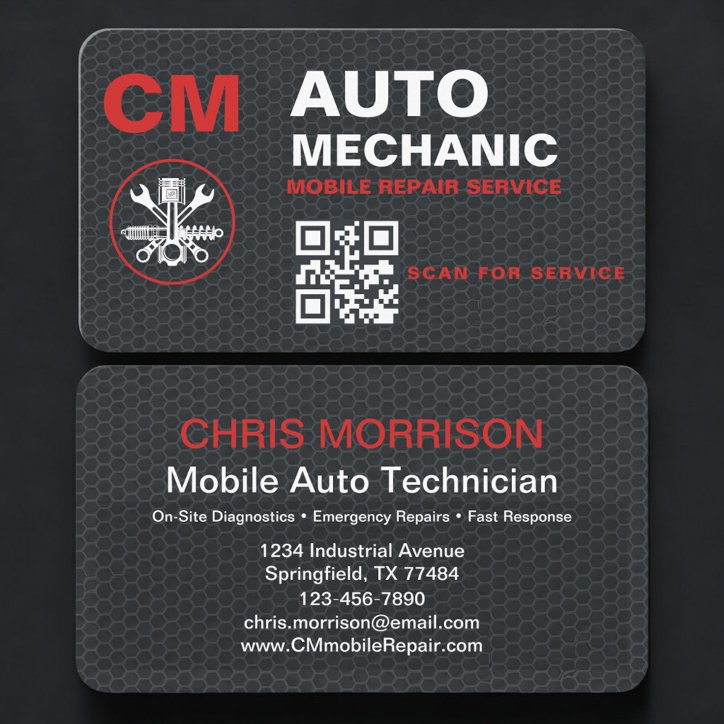 Mobile Auto Mechanic QR Code Business Card