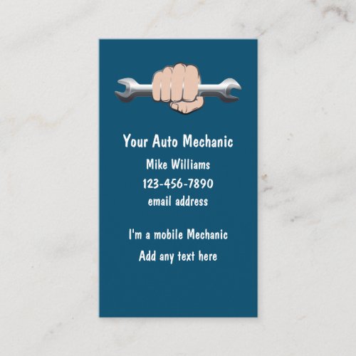 Mobile Auto Mechanic Vertical Business Cards
