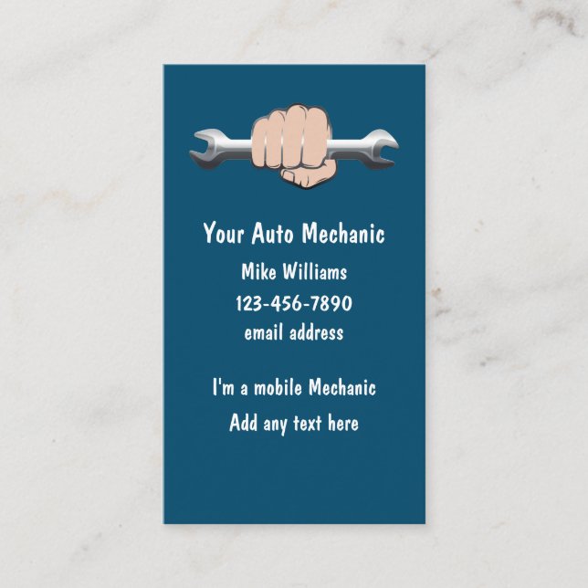 Mobile Auto Mechanic Vertical Business Cards (Front)
