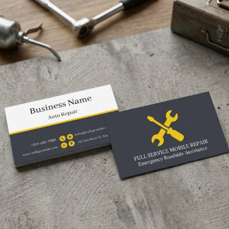 Mobile Auto Repair Mechanic 2-Sided Business Card