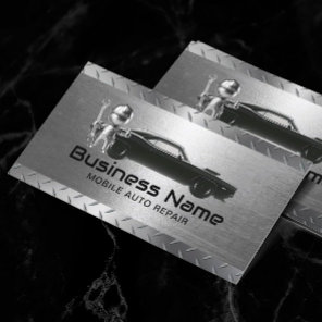 Mobile Auto Repair Modern Metal Automotive Car Business Card
