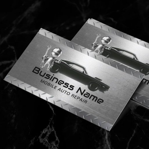 Customizable Mobile Auto Repair Modern Metal Automotive Car Business Card