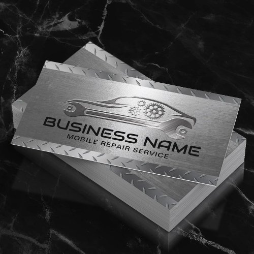 Mobile Auto Repair Service Metal Automotive Car Business Card