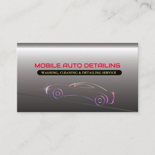 Mobile Auto Washing Cleaning   Detailing Silver Business Card