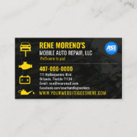 Mobile Automobile Car Repair Mechanic 2 Sided Busi Business Card