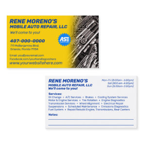 Mobile Automobile Car Repair Mechanic 2 Sided Busi Business Card