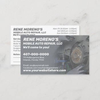 Mobile Automobile Car Repair Mechanic 2 Sided Busi Business Card by WhizCreations at Zazzle