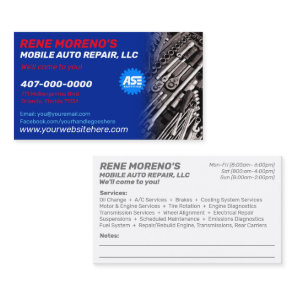 Mobile Automobile Car Repair Mechanic 2 Sided Busi Business Card