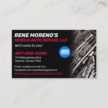 Mobile Automobile Car Repair Mechanic 2 Sided Business Card by WhizCreations at Zazzle