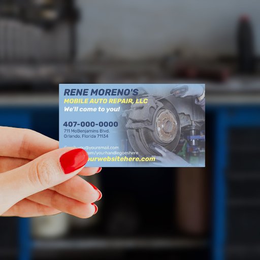 Customizable Mobile Automobile Car Repair Mechanic 2 Sided Business Card