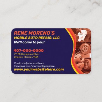 Mobile Automobile Car Repair Mechanic 2 Sided Business Card by WhizCreations at Zazzle