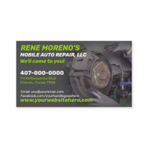 Mobile Automobile Car Repair Mechanic 2 Sided Business Card