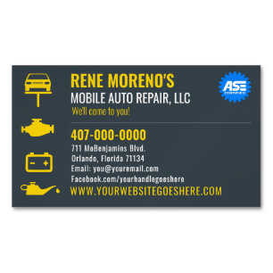 Mobile Automobile Car Repair Mechanic Template Business Card Magnet