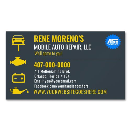 Mobile Automobile Car Repair Mechanic Template Business Card Magnet