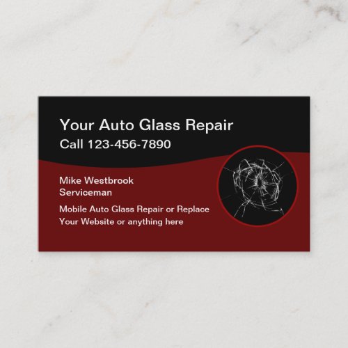 Mobile Automotive Glass Repair Services Business Card
