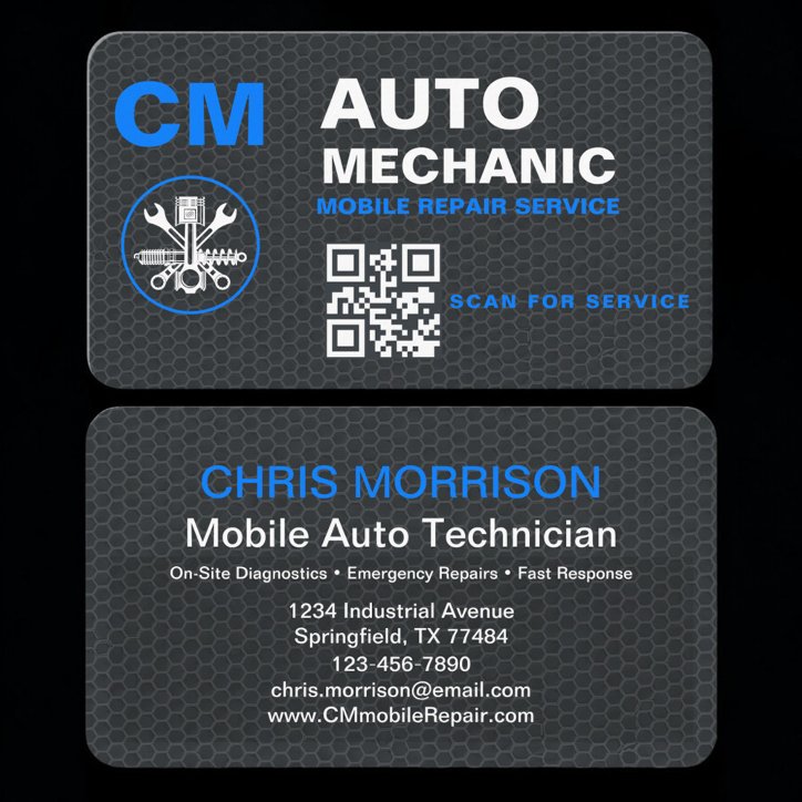 Mobile Automotive Technician QR Code Business Card