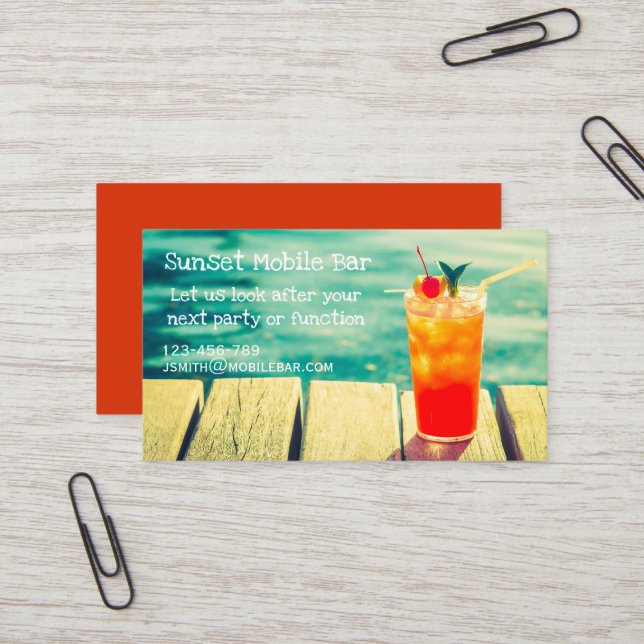 Mobile bar or bartender business card (Front/Back In Situ)