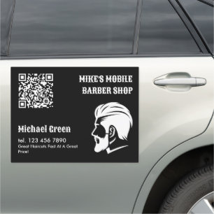 Mobile Barber Custom QR Car Magnet
