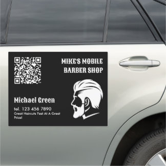 Mobile Barber Custom QR Car Magnet