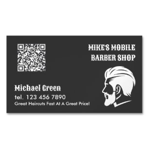 Mobile Barber Premium Custom QR Business Card Magnet
