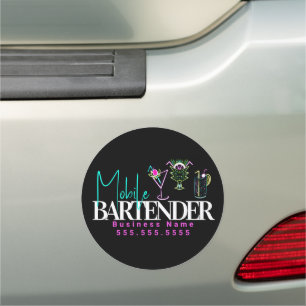 Mobile Bartender Club Bar Neon Drinks Car Magnet