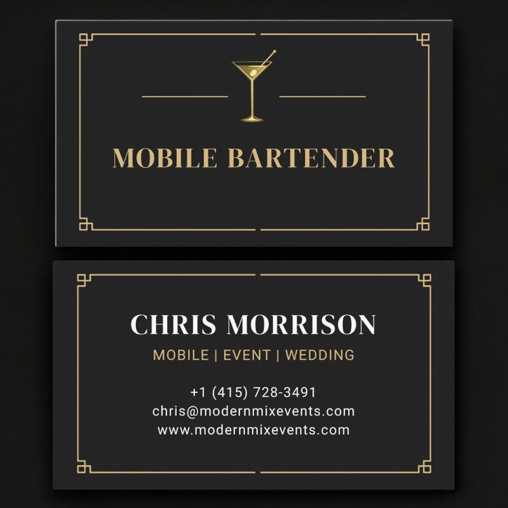 Mobile Bartender Professional Business Card