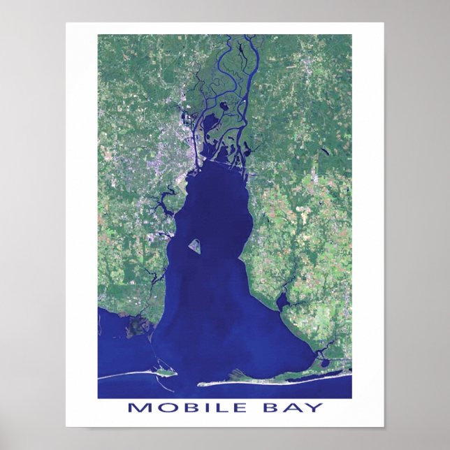 Mobile Bay Alabama Satellite Image Poster (Front)