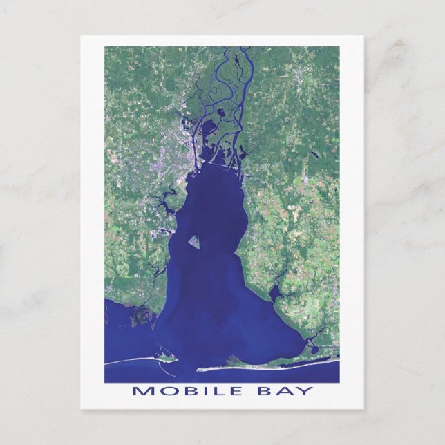 Mobile Bay Alabama Satellite Photo Postcard (Front)