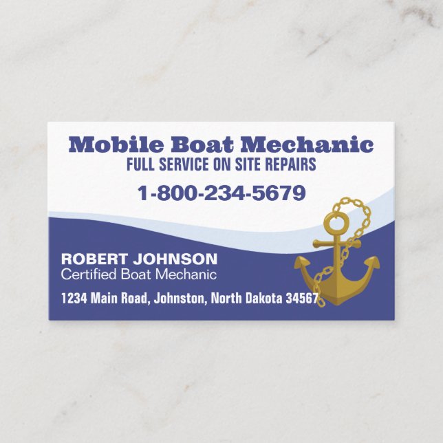 Mobile Boat Mechanic Business Card (Front)