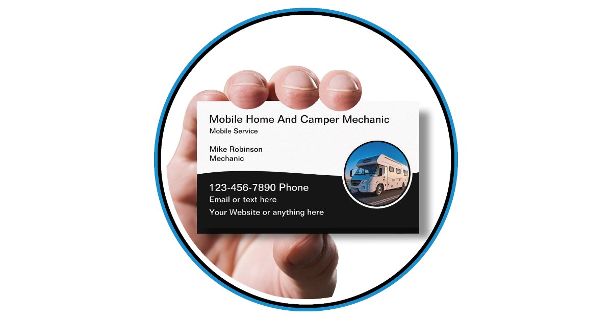 Sticker With Mobile Rv Repair Mobile Camper RV Repair Mechanic Business Card | Zazzle