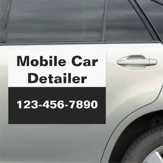 Mobile Car Detailer Black and White Promotional Car Magnet (In Situ)