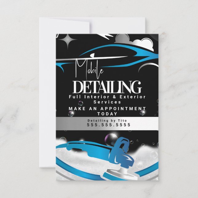 Mobile Car Detailing Logo Blue Invitation (Front)