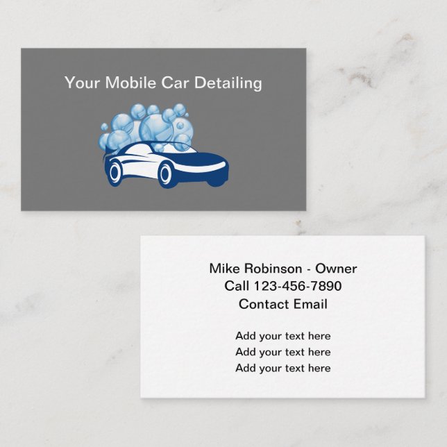Mobile Car Detailing Simple Business Cards (Front/Back)