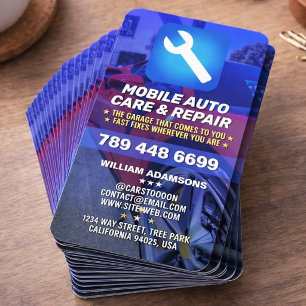 MOBILE CAR MECHANIC & AUTO REPAIR Editable Pro Business Card