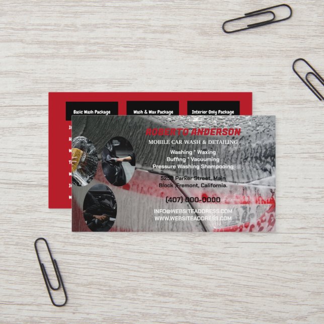 Mobile Car Wash Auto Detailing Automotive car Business Card (Front/Back In Situ)