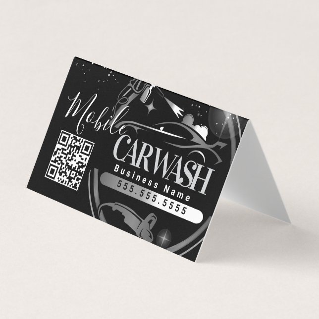 Mobile Car Wash Detail - Business Logo QR Code B Card (Front)