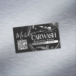 Mobile Car Wash Detail - Business Logo QR Code B Card Magnet