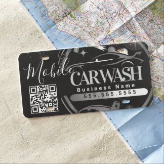 Mobile Car Wash Detail - Business Logo QR Code B License Plate
