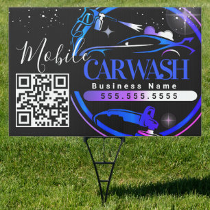 Mobile Car Wash Detail - Business Logo QR Code  Sign
