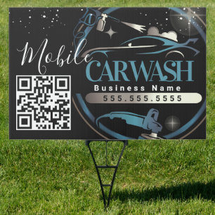 Mobile Car Wash Detail - Business Logo QR Code Sign