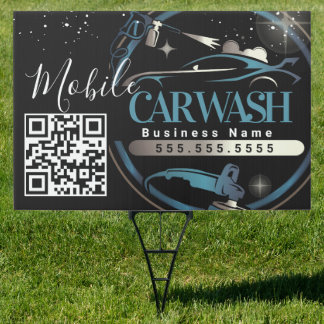 Mobile Car Wash Detail - Business Logo QR Code Sign