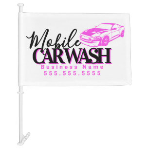 Mobile Car Wash Detail Business QR Code Flag